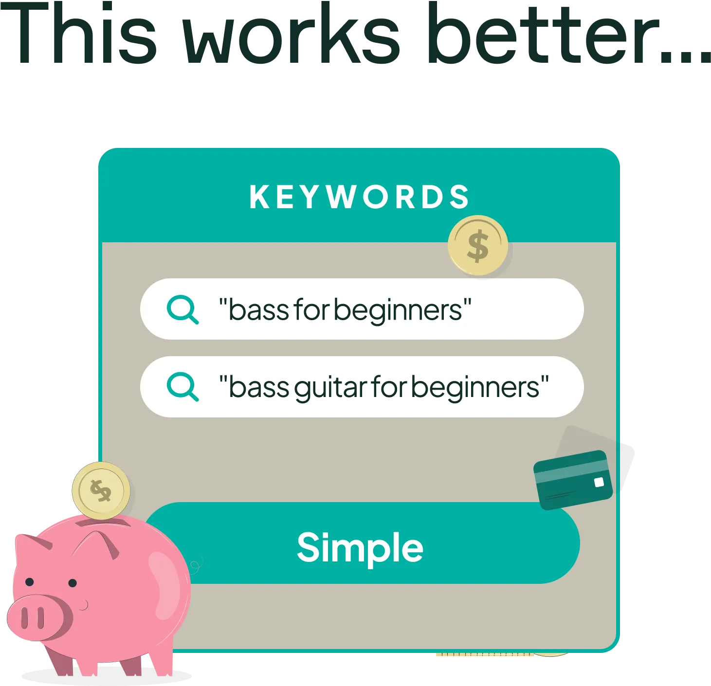 “Det her virker bedre”: den samme intention dækket af kun to søgeord, “bass for beginners” og “bass guitar for beginners”