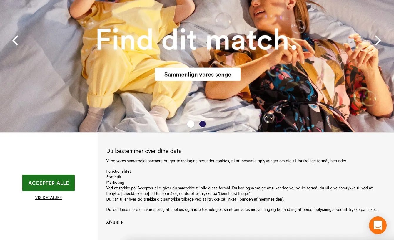Example of a good executed cookie consent pop-up.