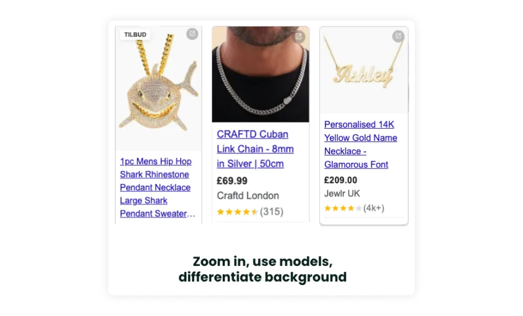 advanced shopping feed optimization: Use models to differentiate background