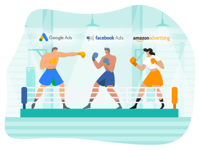 Google Ads vs. Facebook Ads vs. Amazon Ads - og hvornår du skal vælge hvad