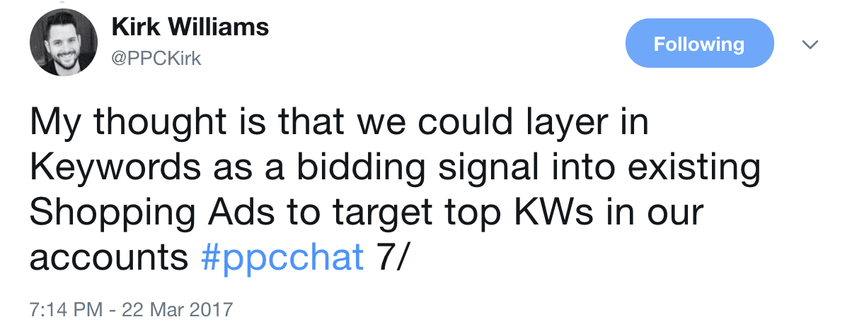 Kirk Williams thoughts on Keywords as a bidding signal.